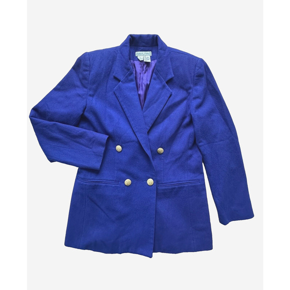 Stephanie Andrews Pure wool blue‎ vintage Blazer Women Size 6 - Picture 1 of 10